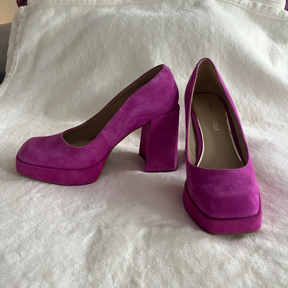 Kenneth Cole Magenta Suede Platform Pumps